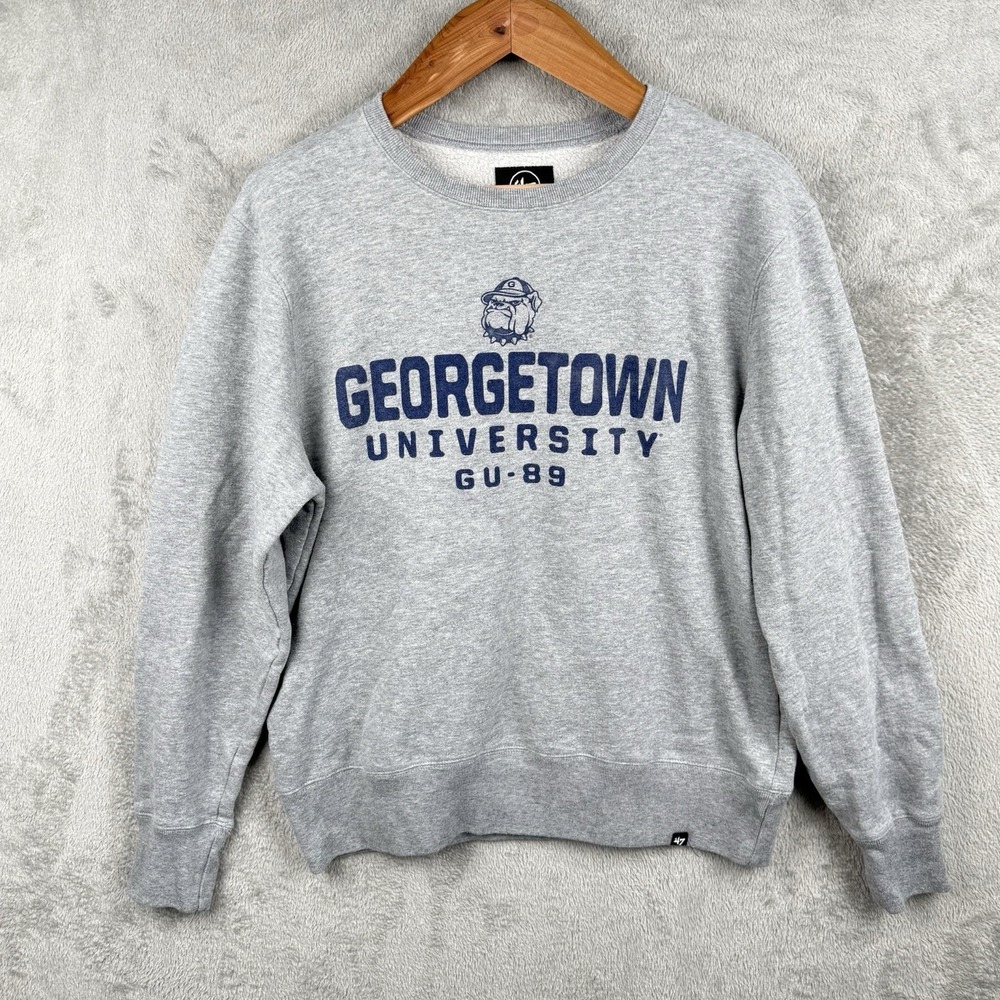 '47 Georgetown University Sweatshirt Men L Gray Crewneck Pullover Fleece Bulldog